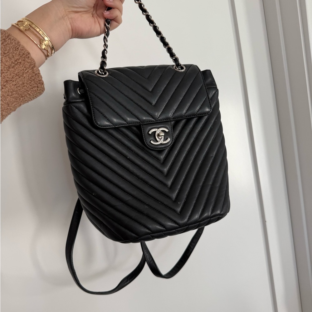 Chanel Chevron Black Backpack - image 1